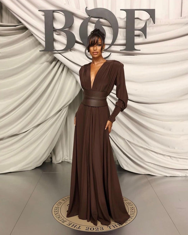 Jasmine Tookes in PRITCH Leather Chocolate Brown Corset Belt