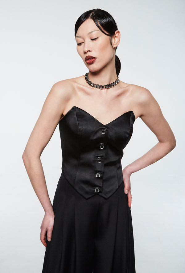 PRITCH DNA Nautilus Corset in Satin with Pierced Details