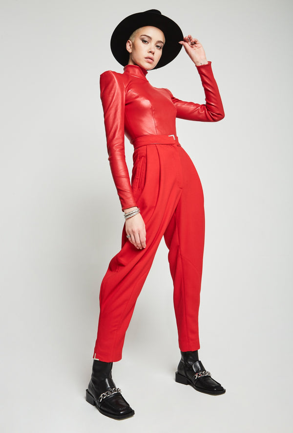 PRITCH DNA Sharp Shoulder Body in Red Stretch Nappa Leather