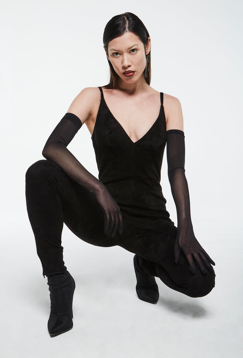 PRITCH DNA Suede Catsuit in Black