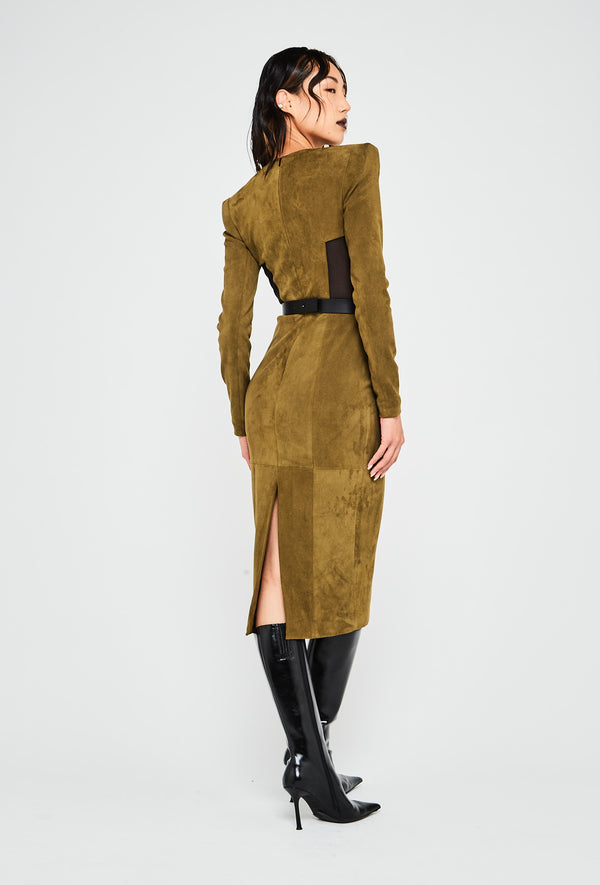 PRITCH ROGUE LONG SLEEVE STRETCH DRESS OLIVE