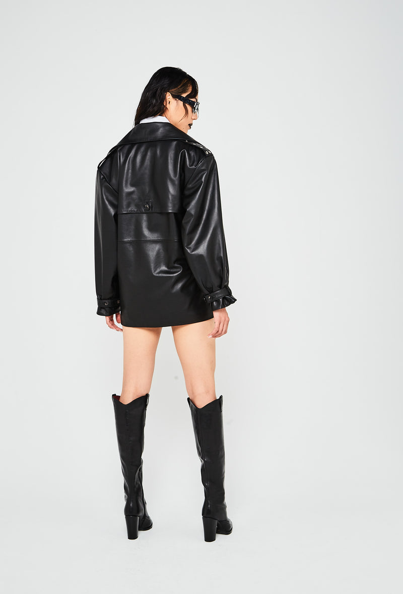PRITCH ROGUE CROPPED TRENCH COAT BLACK