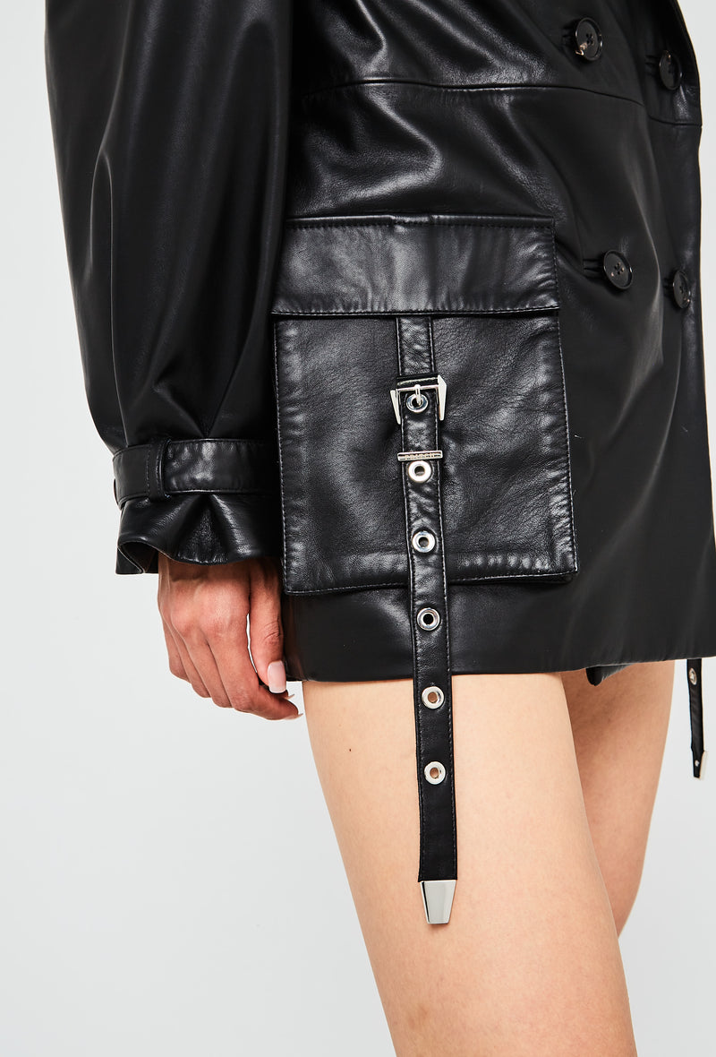 PRITCH ROGUE CROPPED TRENCH COAT BLACK