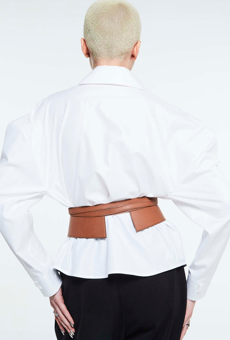 PRITCH Leather Corset Belt Cognac Brown (back)
