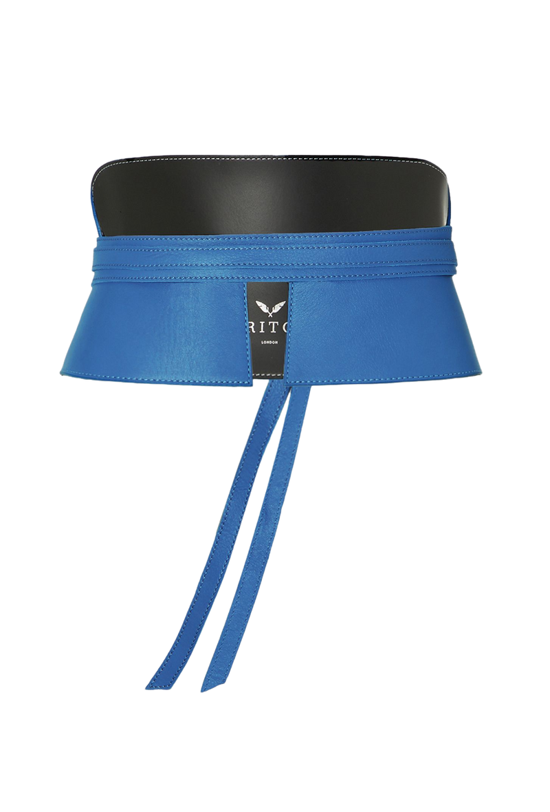 PRITCH Leather Corset Belt with straps in Electric Blue