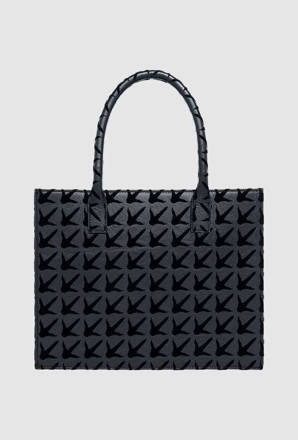 PRITCH Designer Leather Tote Bag Mini in Custom Made Claw Print Black