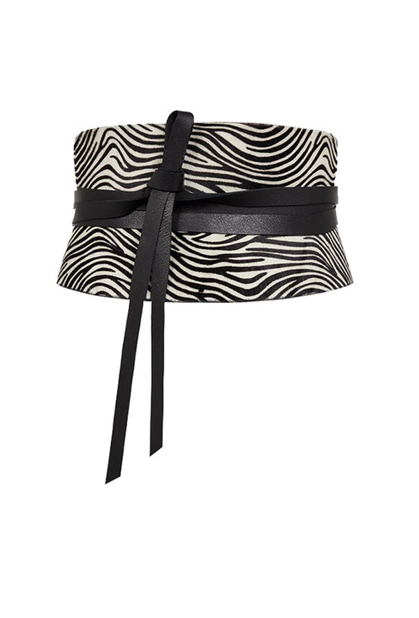 PRITCH Leather Corset Belt with straps in Zebra Print