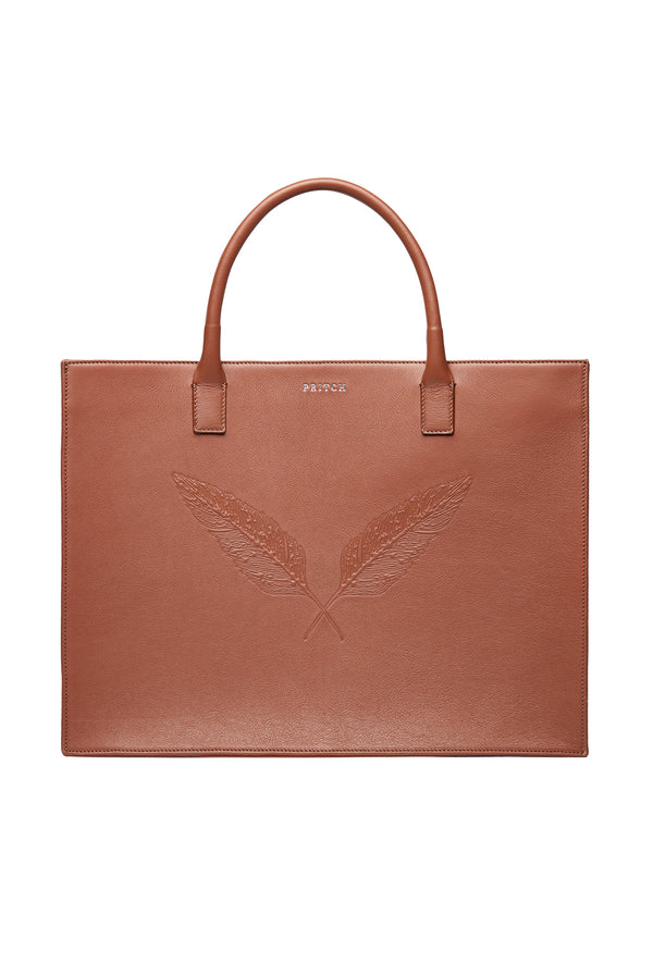 PRITCH cognac brown leather tote bag