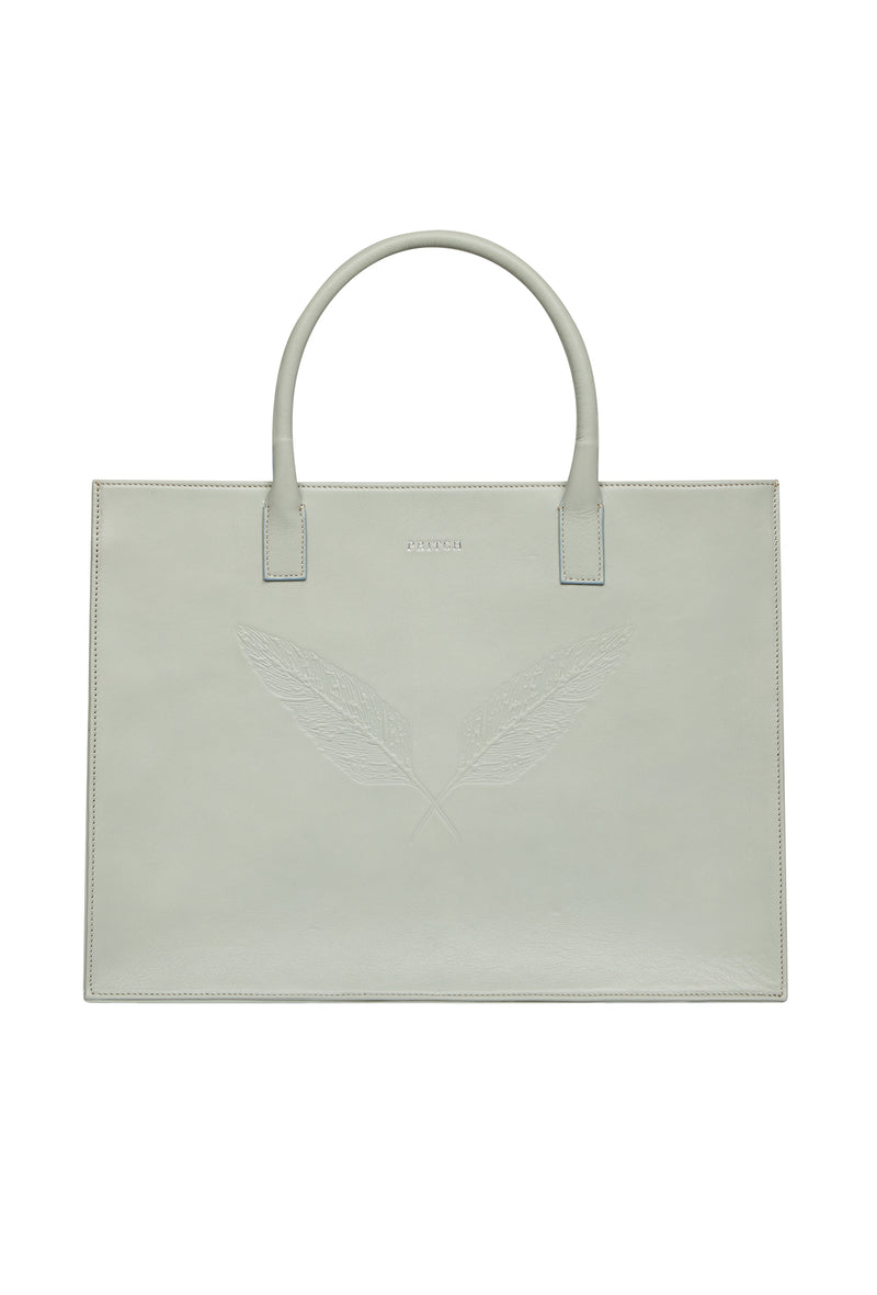 PRITCH Soft Leather Tote Bag in Sky Grey
