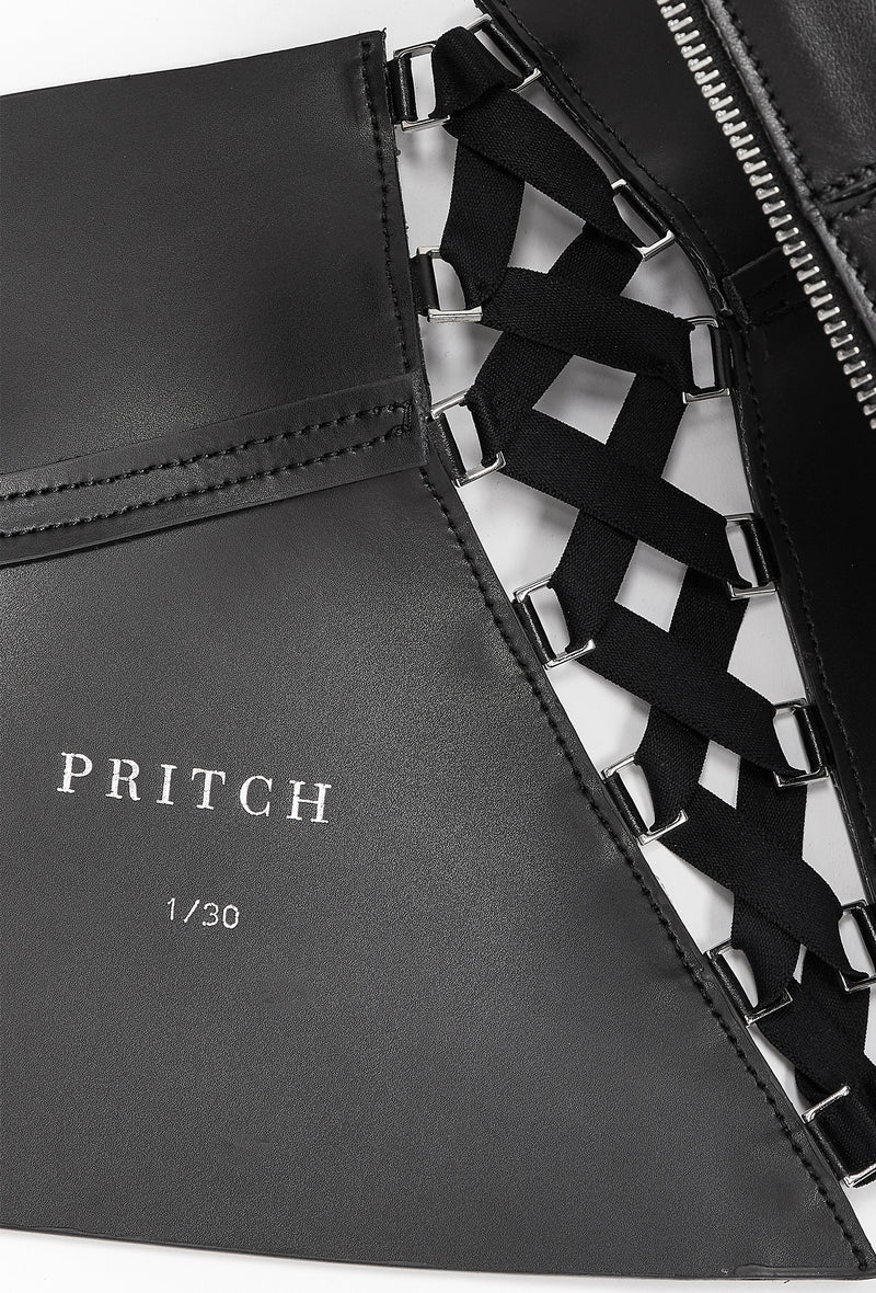 PRITCH Leather Laceup Corset Belt Black 