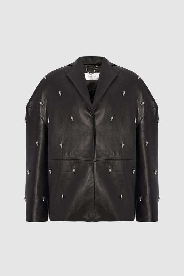 PRITCH_Chapter1_Pireced_Raven_Leather_Blazer_Black_Front