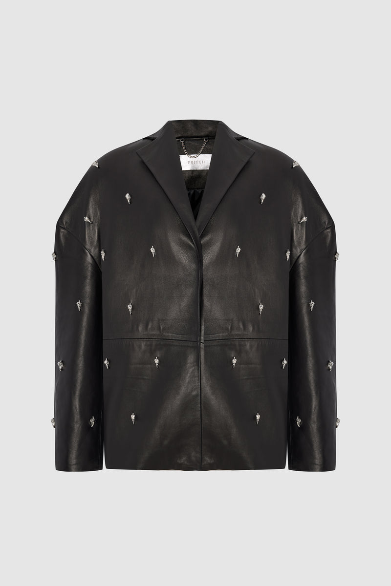 PRITCH_Chapter1_Pireced_Raven_Leather_Blazer_Black_Front