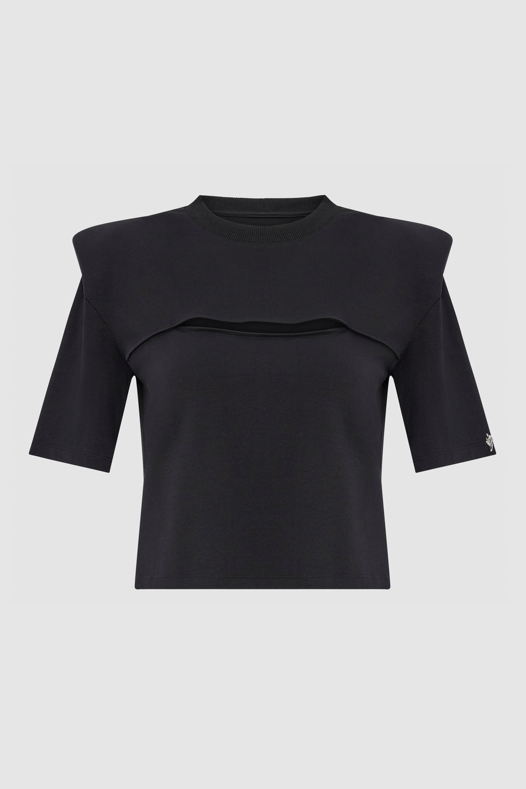 Power Shoulder Cut Out T-Shirt Black | PRITCH
