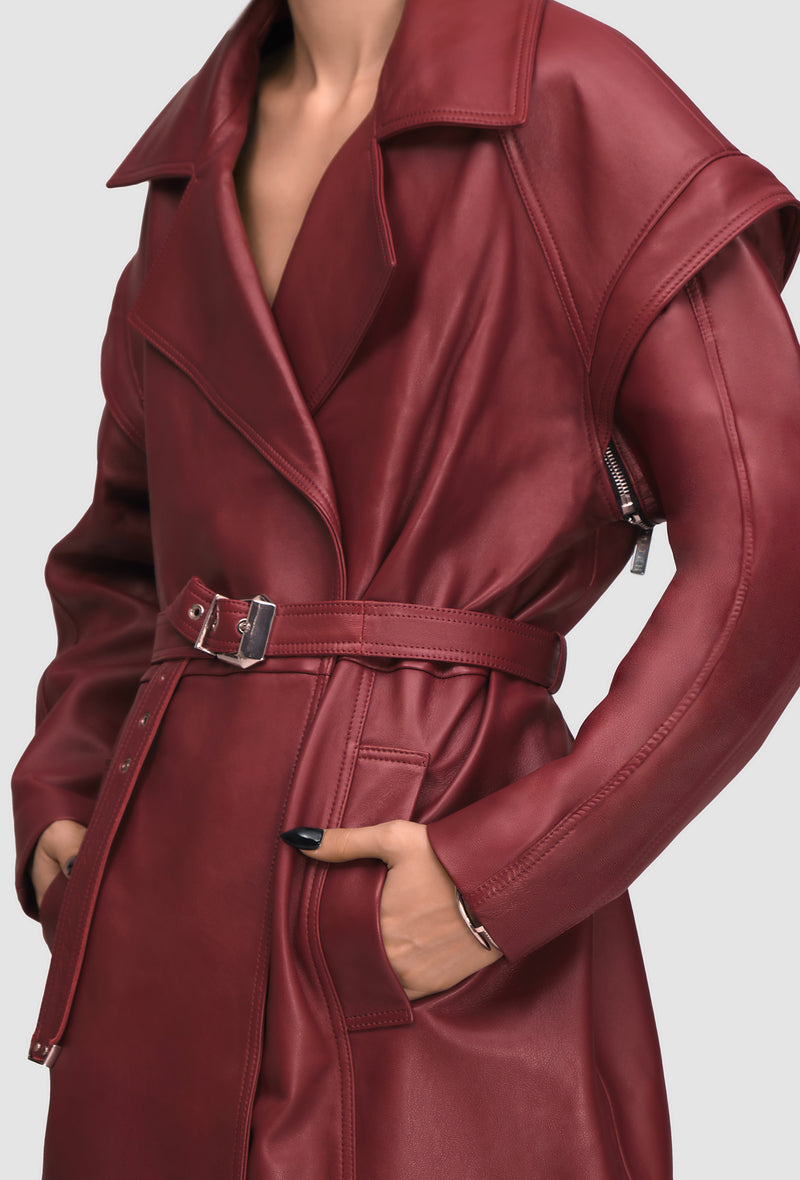 PRITCH Chapter1 RTW AW24 Leather Trenchcoat Wine Red