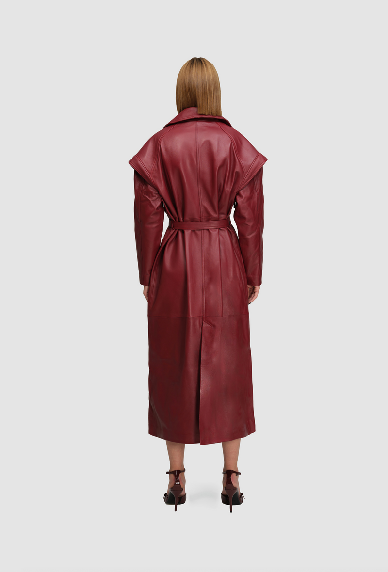 PRITCH Chapter1 RTW AW24 Leather Trenchcoat Wine Red