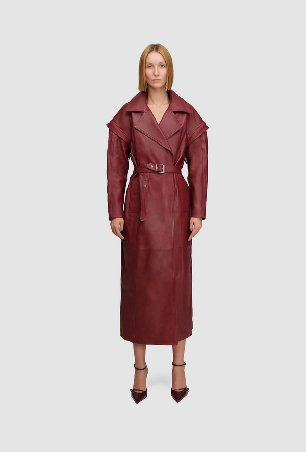 PRITCH Chapter1 RTW AW24 Leather Trenchcoat Wine Red