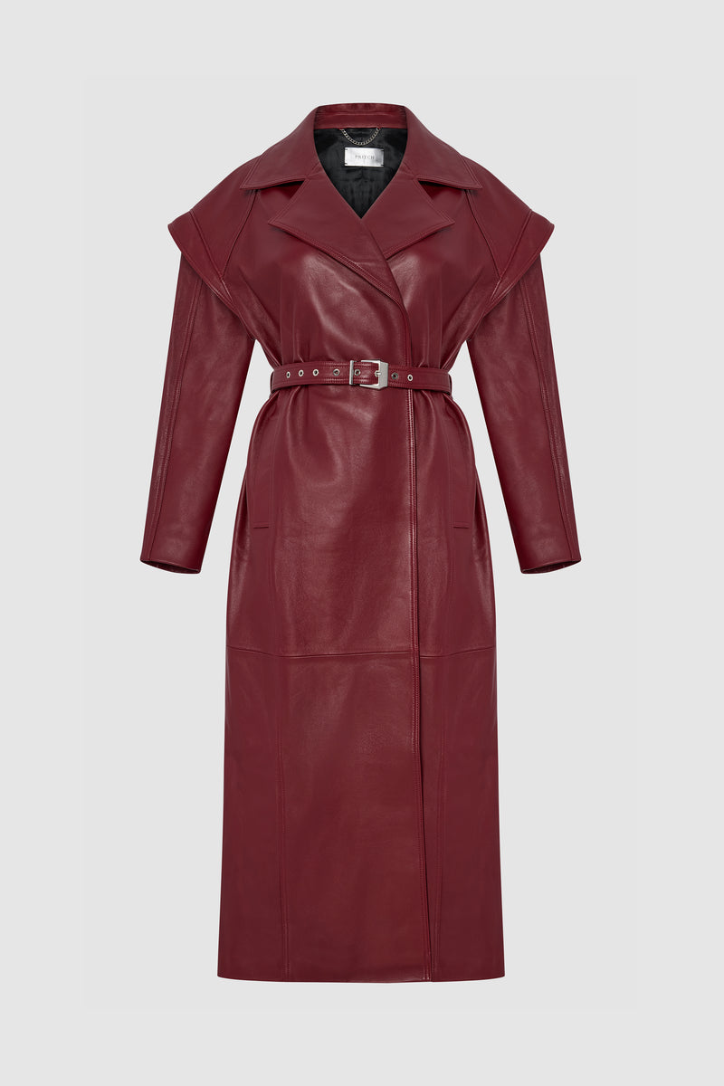 PRITCH Chapter1 RTW AW24 Leather Trenchcoat Wine Red