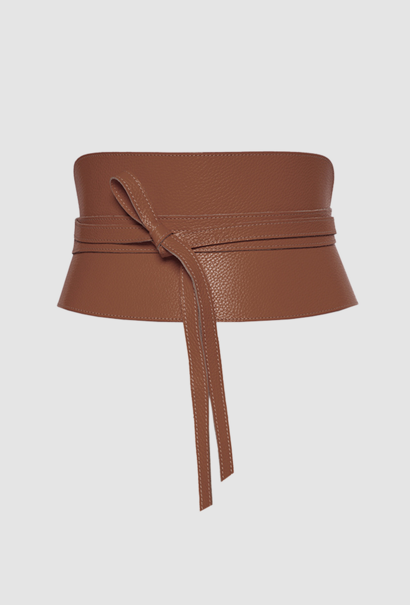 PRITCH Leather Corset Belt in Cognac Brown