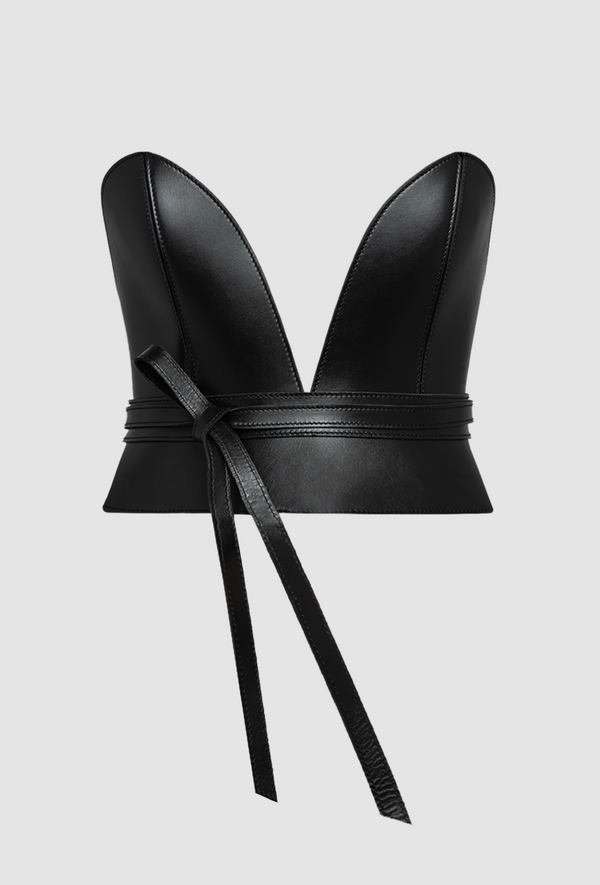 PRITCH Leather Corset Belt in Pitch Black with Wrap Cup Details