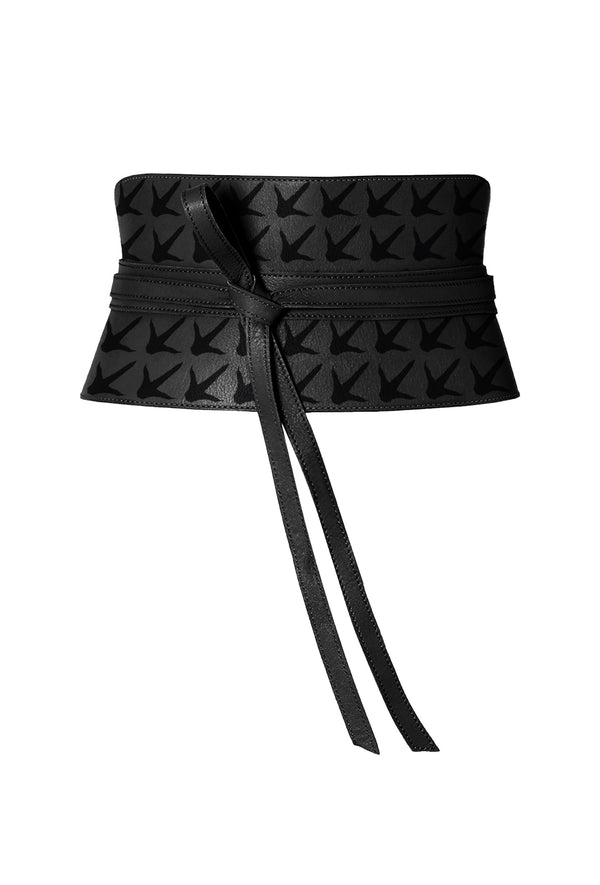 PRITCH Black Leather Corset Belt in Custom Made Claw Print
