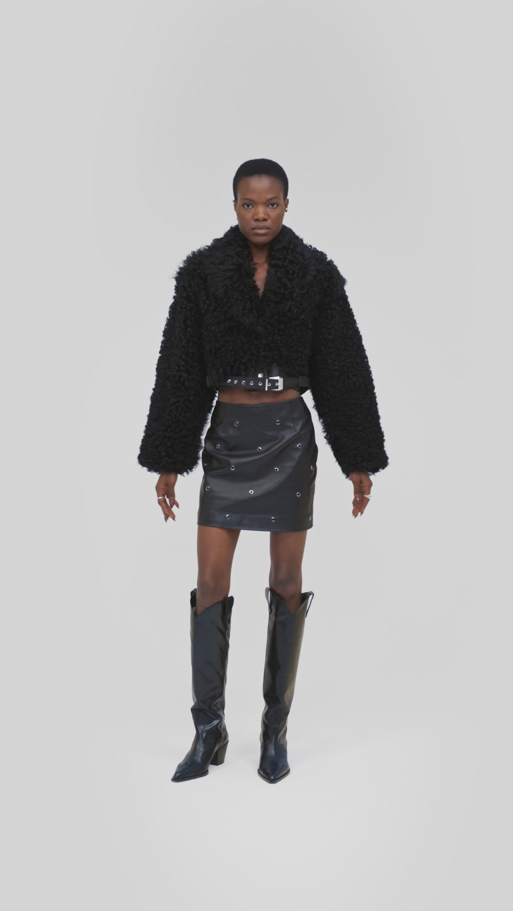 PRITCH_Chapter1_Studded_mini_leather_skirt_Black_Front