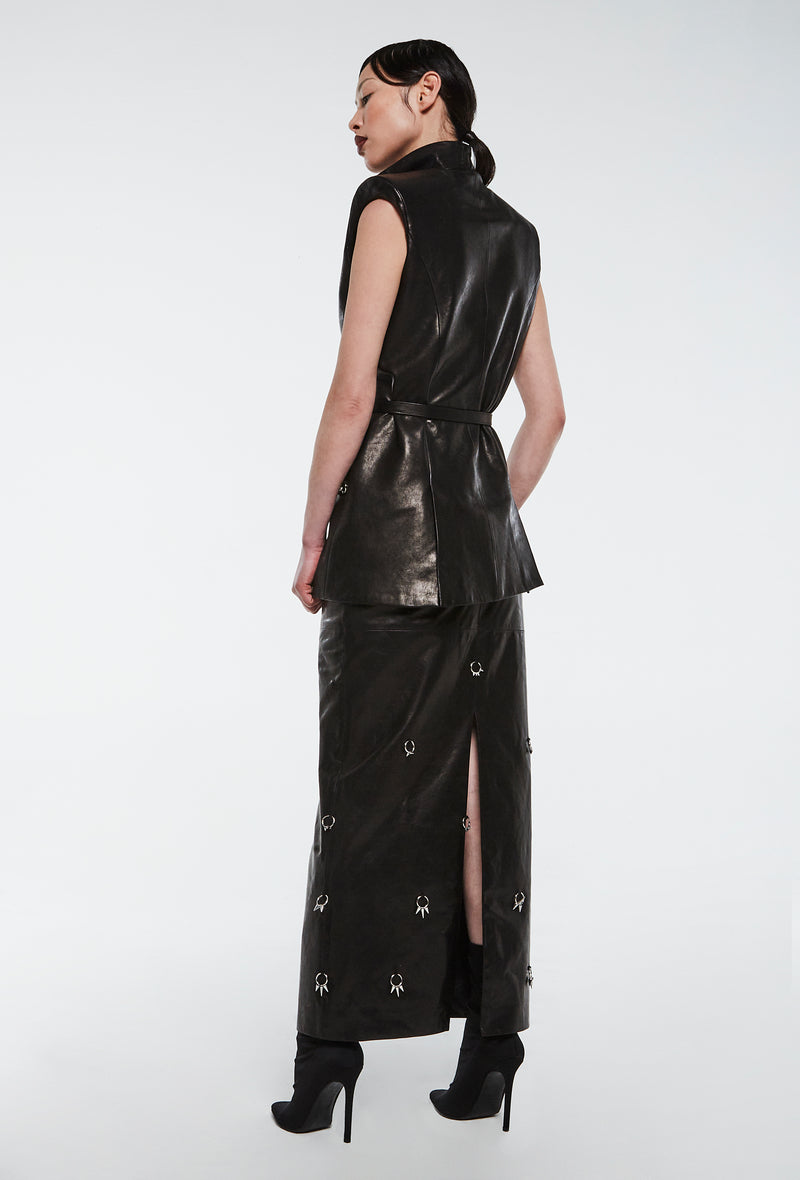 PRITCH Asymmetric Waistcoat in Vintage Leather 