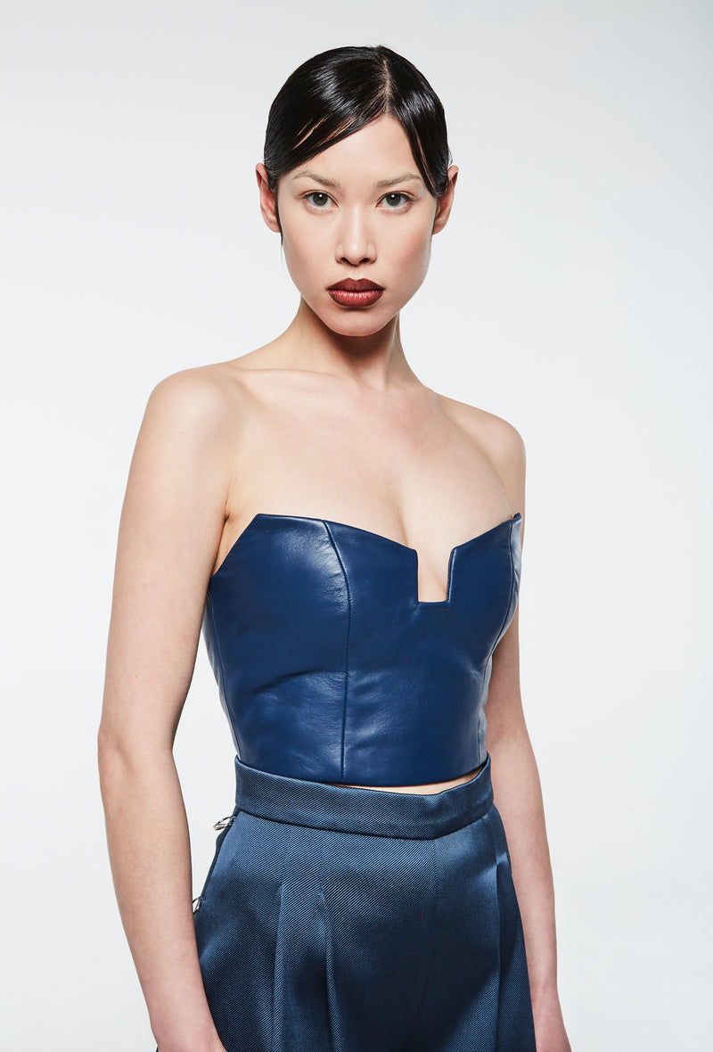 DNA Bralette in Blue Nappa Leather