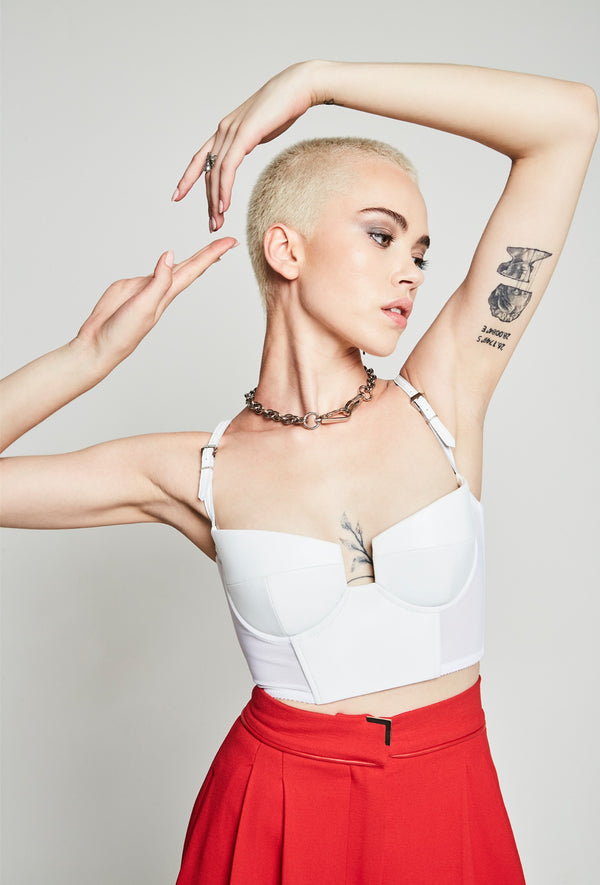 PRITCH DNA Leather Bralette in White Leather