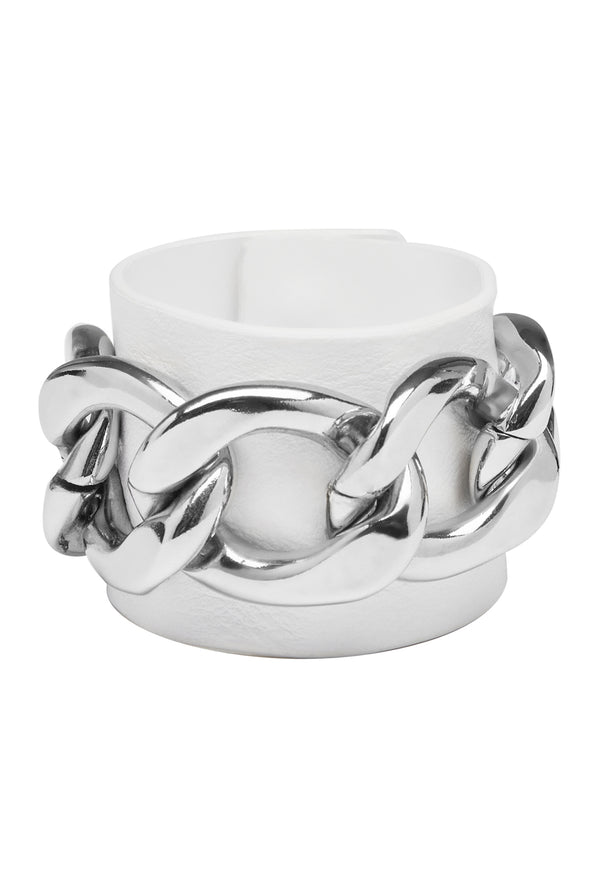 white chain cuff thick bracelet