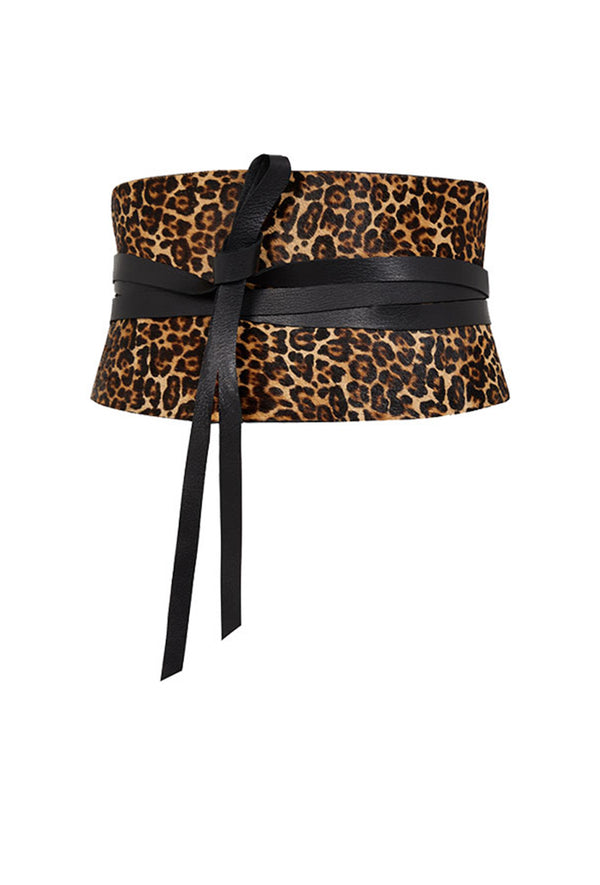 PRITCH leather corset belt print in leopard print