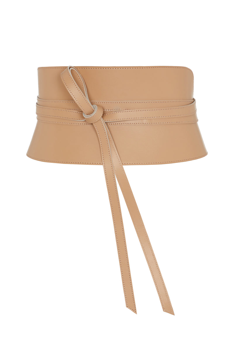 Sand Beige Leather Corset Belt with Straps PRITCH London