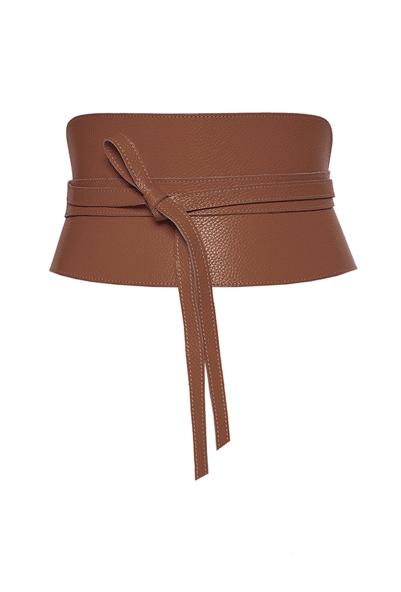 Cognac Brown Leather Corset Belt