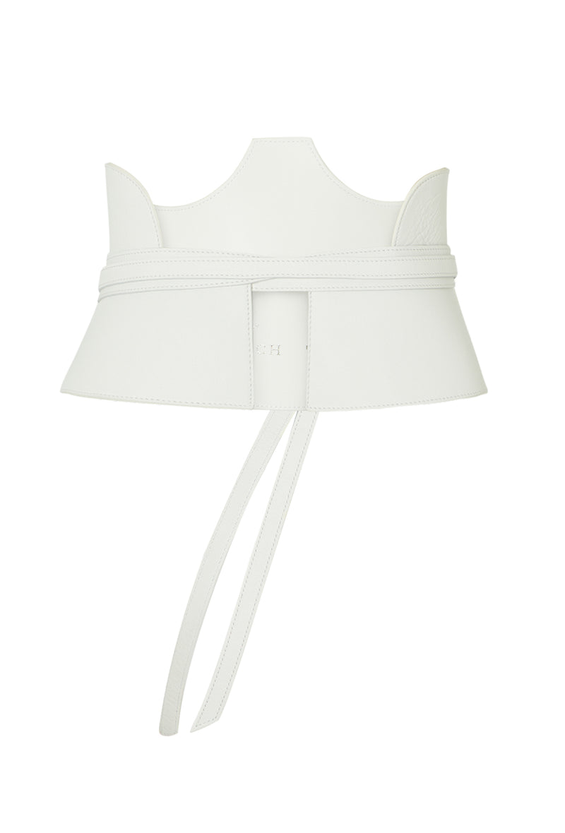 PRITCH Leather Cut Out Corset Belt White