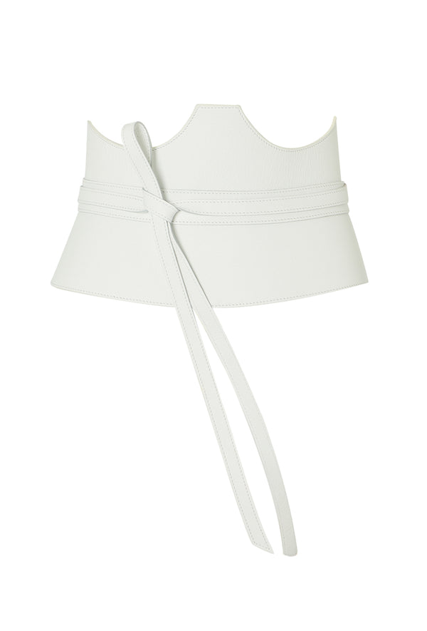 PRITCH Leather Cut Out Corset Waist Belt White