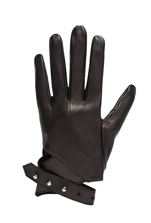 Black Leather Cutout Gloves