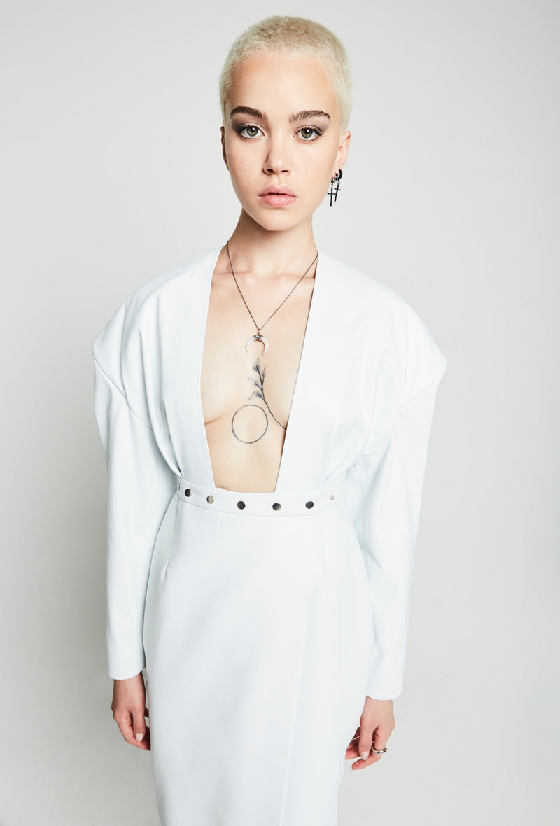 PRITCH DNA Exon Midi Dress in White Leather