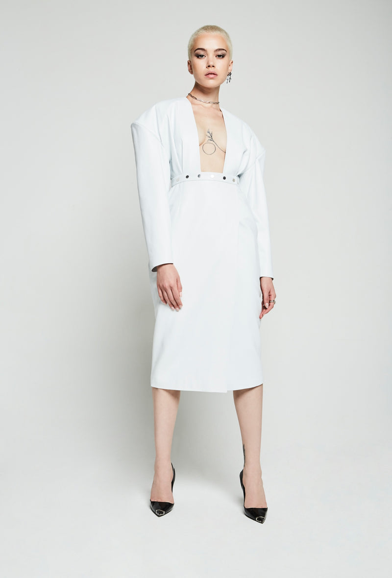 PRITCH DNA Exon Midi Dress in White Leather