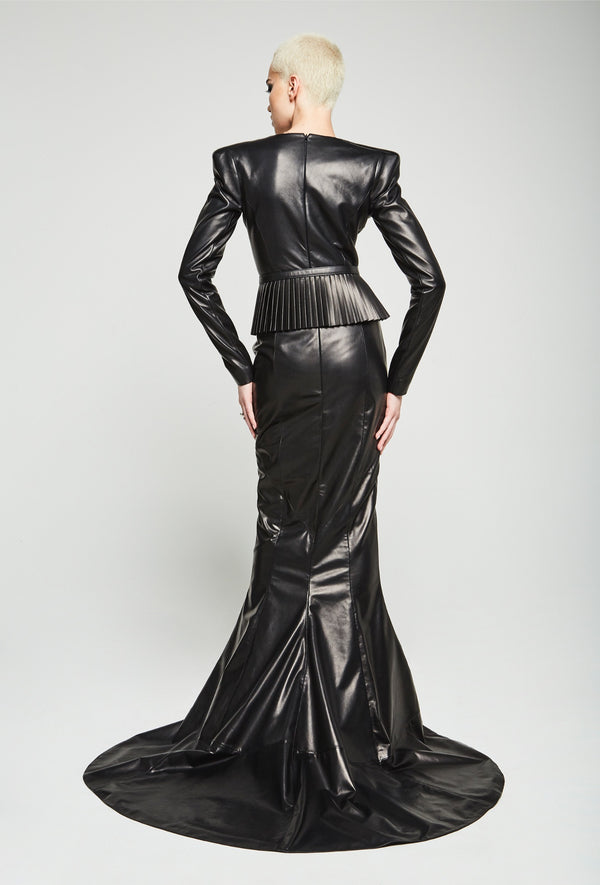 PRITCH DNA Helix Gown in Black Leather