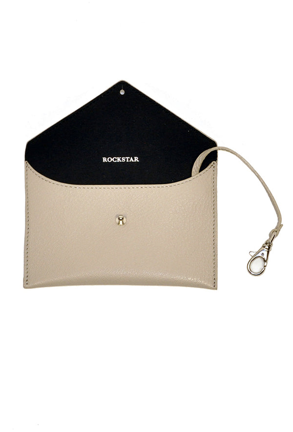Rockstar beige genuine leather pouch with key holder