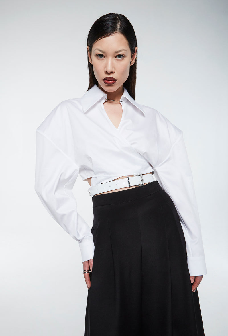 PRITCH DNA Sharp Shoulder Cropped Shirt in Cotton