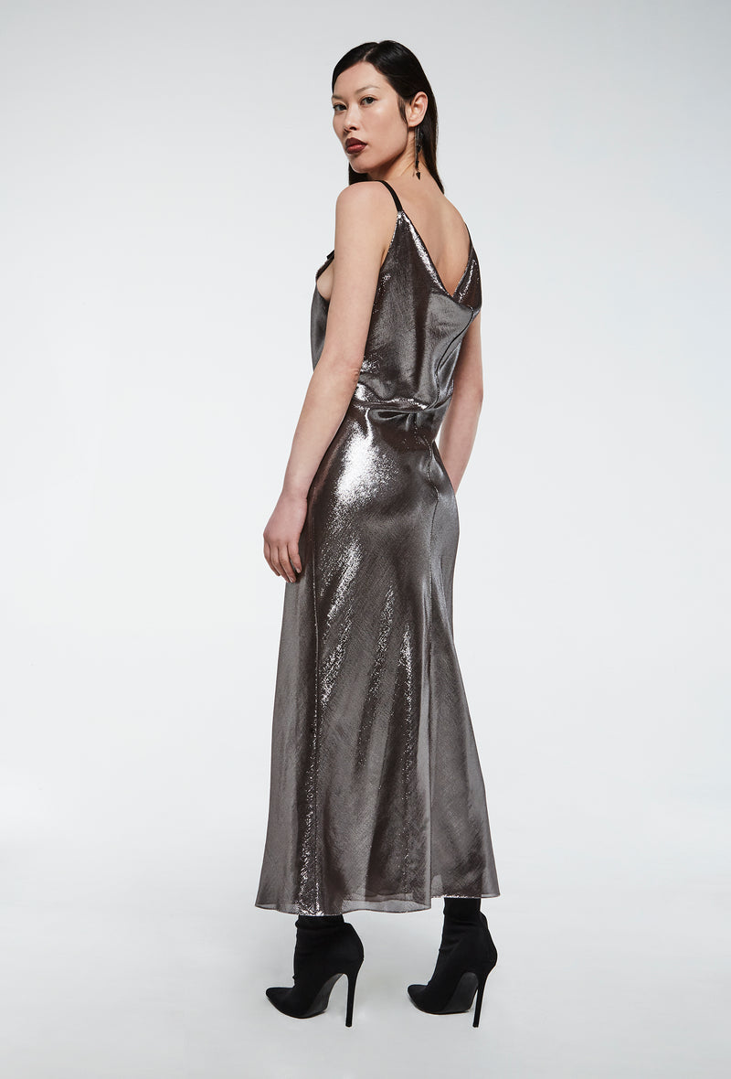 PRITCH DNA Collection Silver Slip Dress in silk