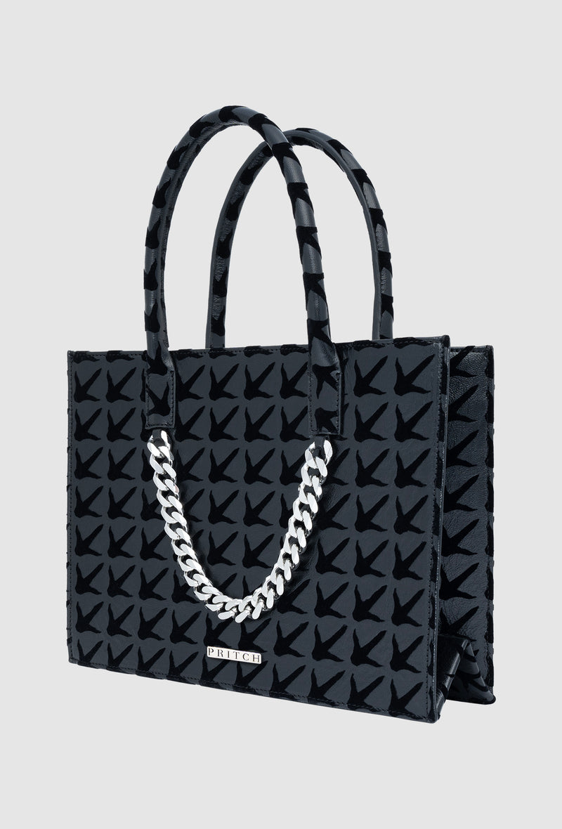PRITCH Luxury Leather Tote Bag Mini in Custom Made Claw Print Black