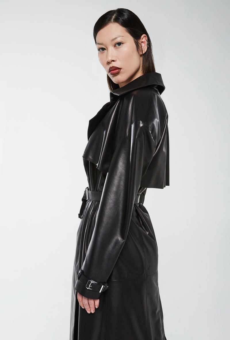 PRITCH DNA Trenchcoat in Black Leather