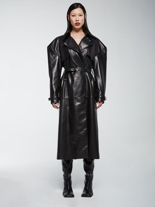 PRITCH DNA Trenchcoat in Black Leather