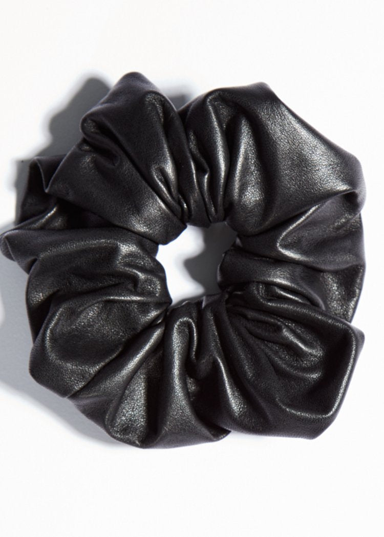 black leather scrunchie accessory