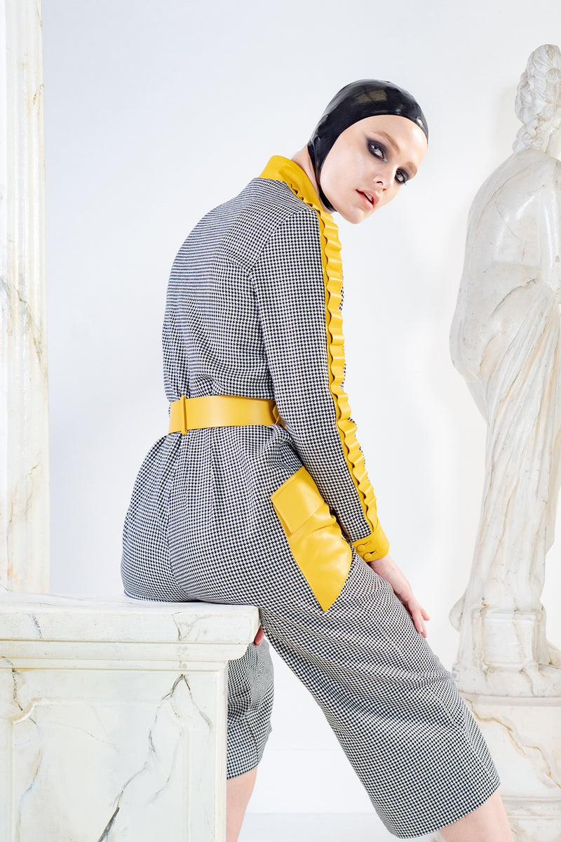 Metis jumpsuit in wool and leather